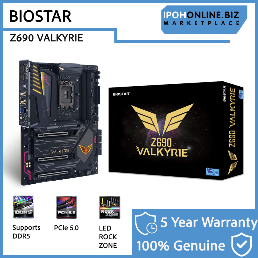 BIOSTAR Z690 VALKYRIE INTEL M.2/DP/HDMI/4DIMM DDR5/12th Generation/LGA 1700 ATX Motherboard